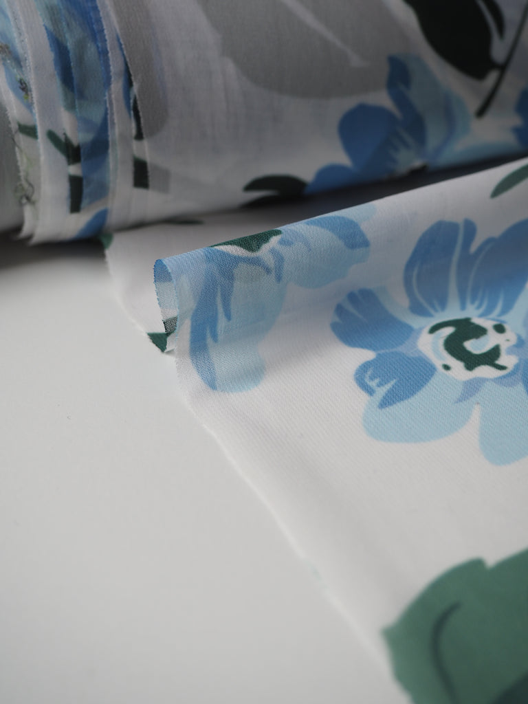 Blue Floral Chiffon