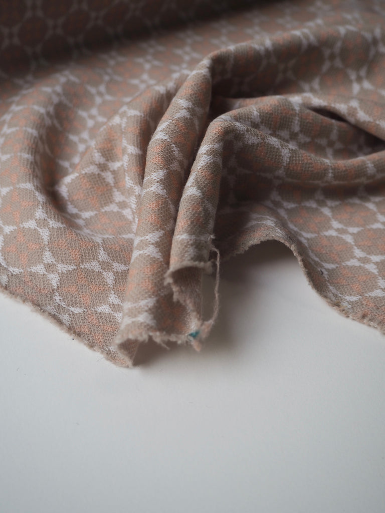 Peach + Taupe Dot Jacquard Jersey