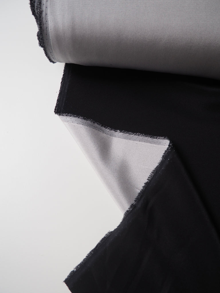 Black + Silver Double Faced Silk Crepe de Chine