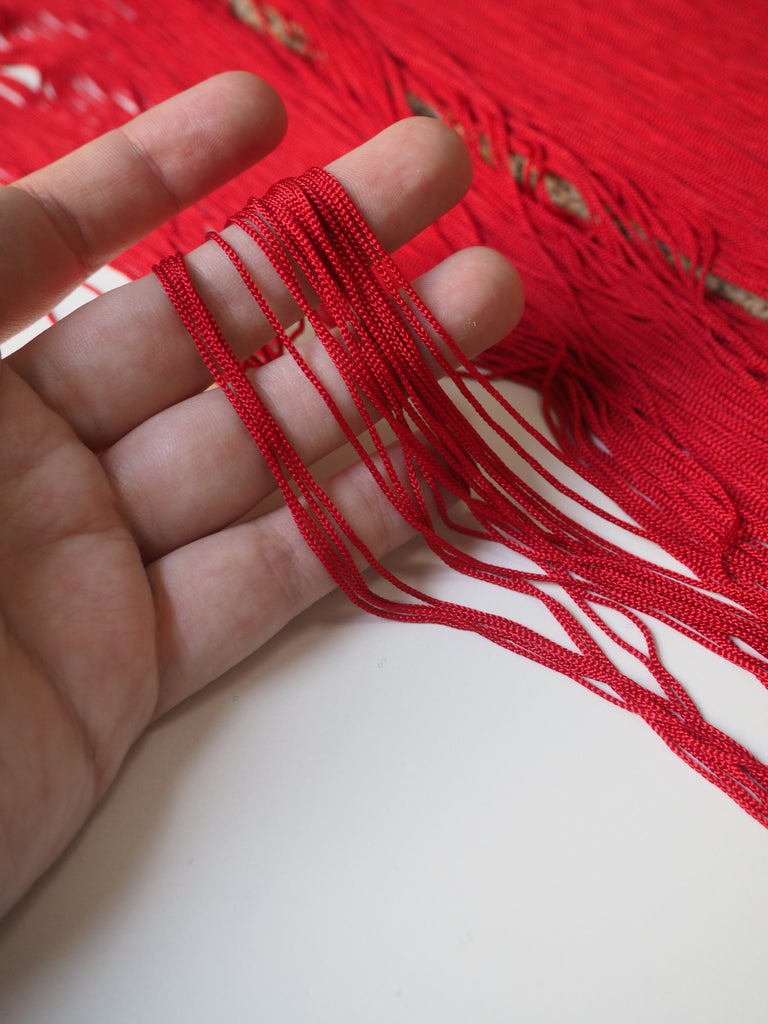 Red Chainette Viscose Fringe 42cm