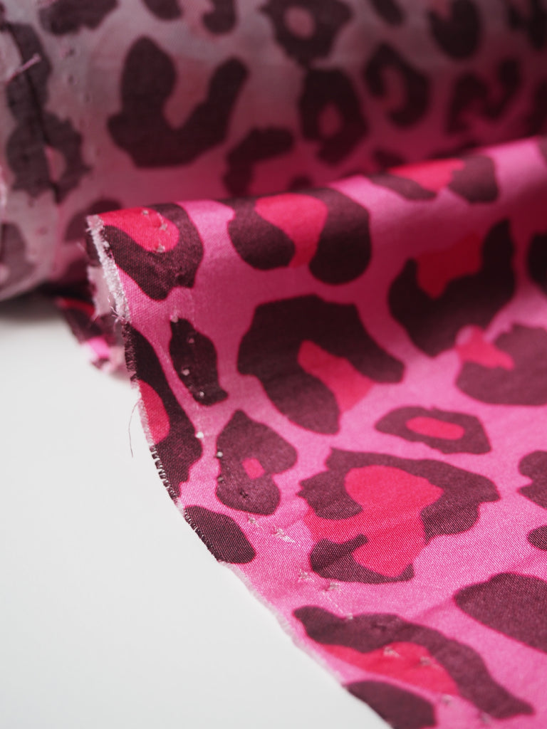 Pink Leopard Viscose Satin