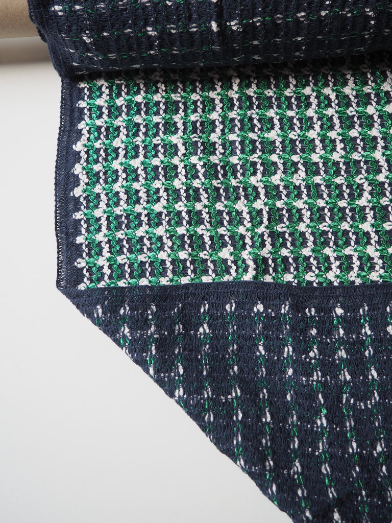 Green + White Loose Weave Tweed