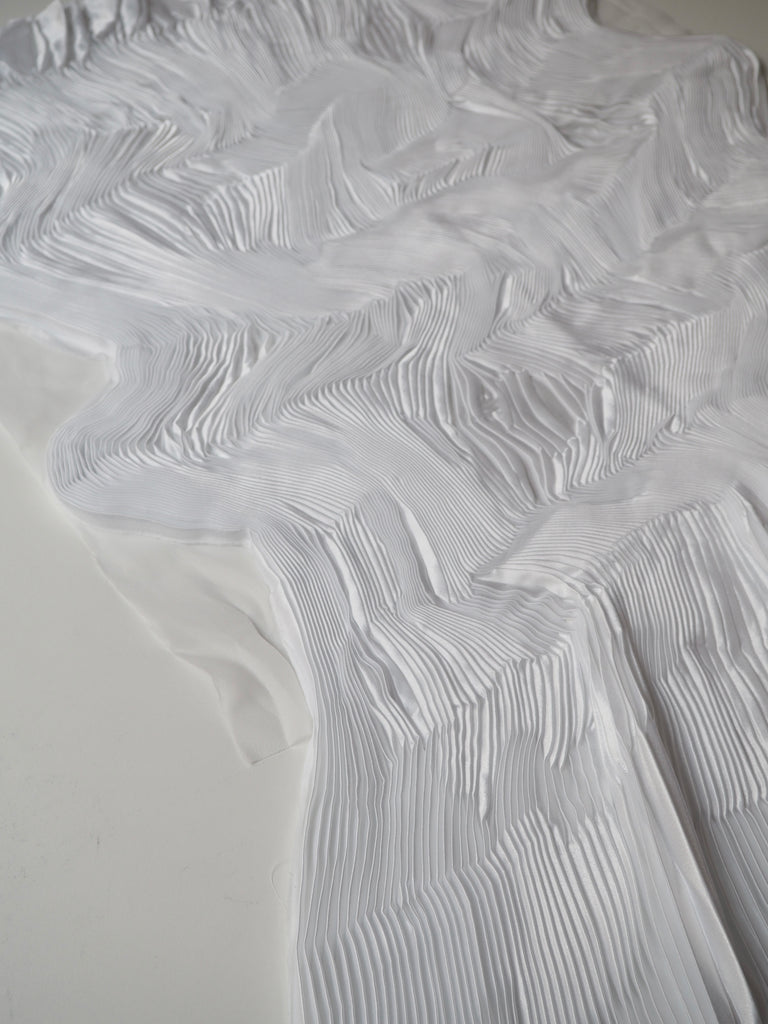 White Satin Pleated Dress Panels