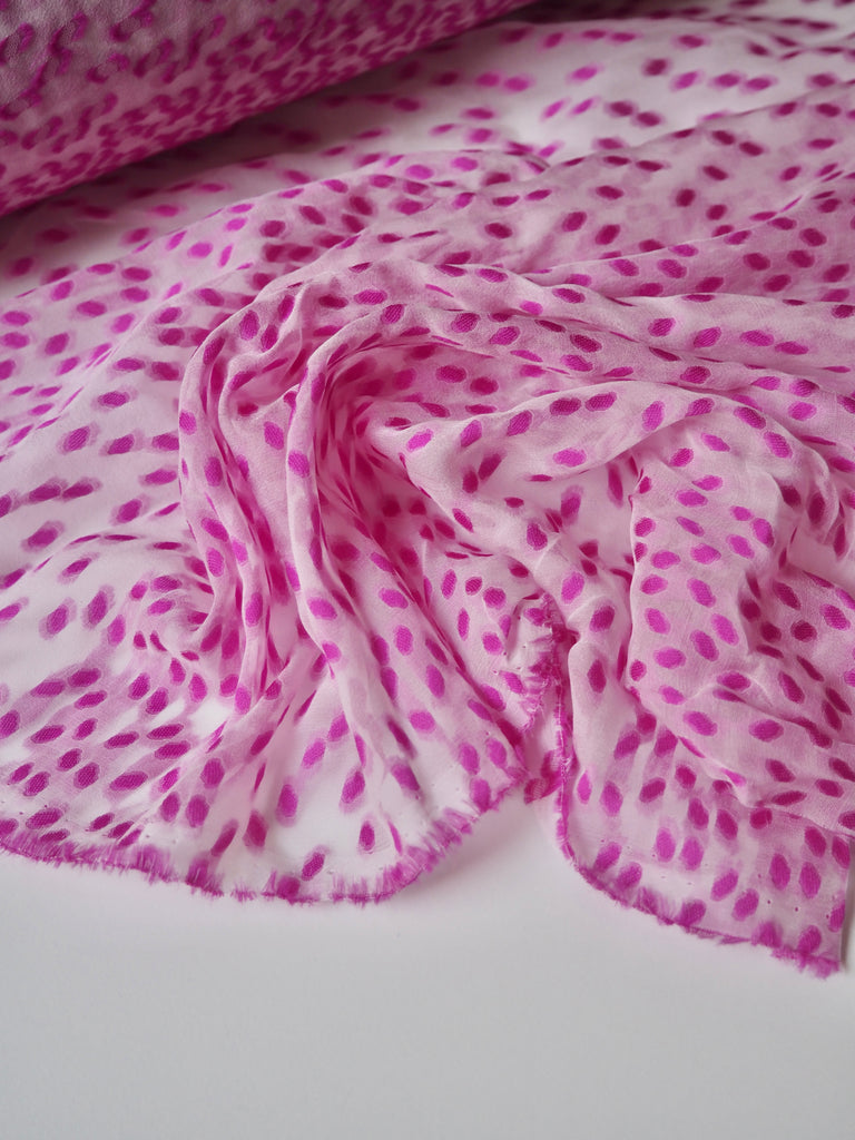 Magenta Spotted Silk Jacquard Chiffon