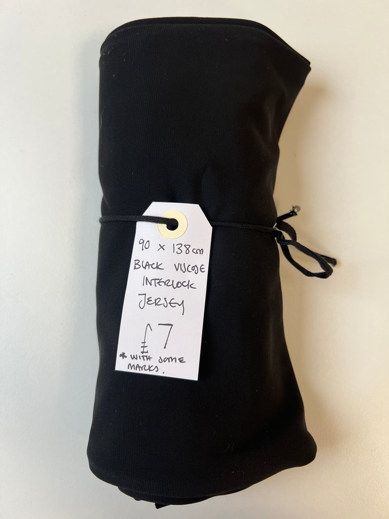 Black Viscose Interlock Jersey Remnant
