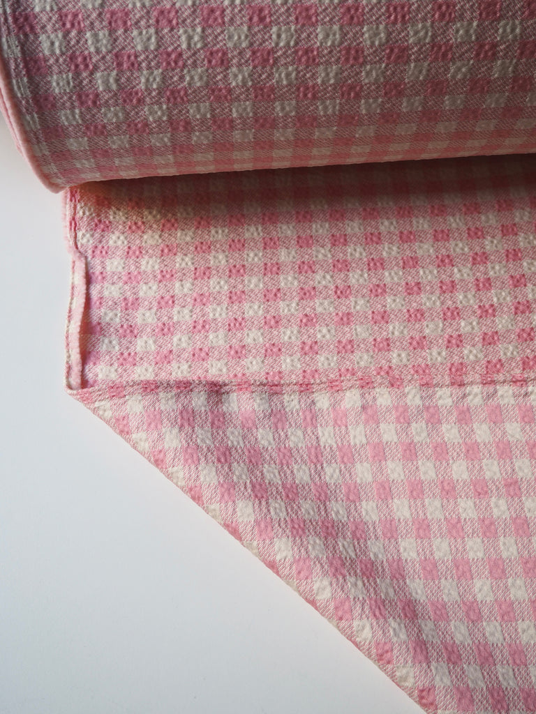 Pink Gingham Waffled Crepe