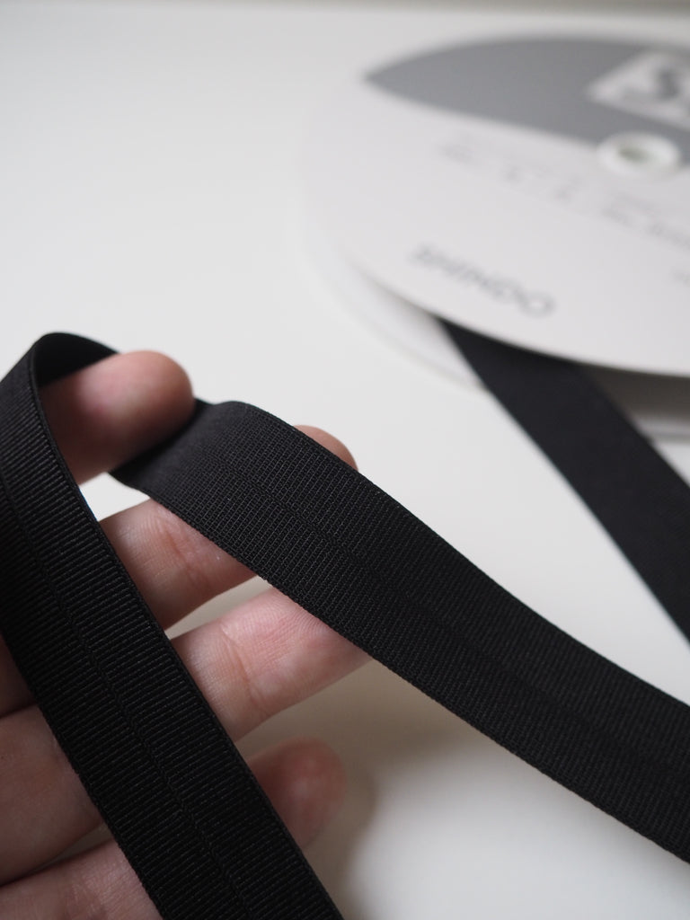 Shindo Black Grosgrain Fold-Over Elastic 18mm