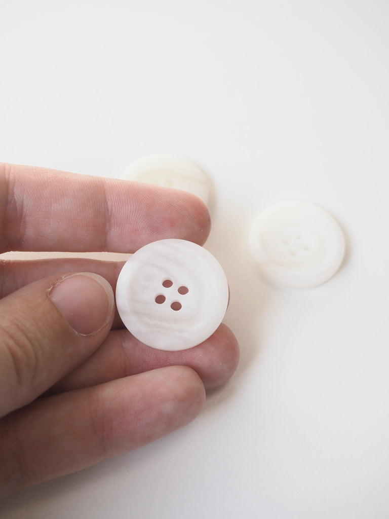 White Faux Horn Buttons 35mm