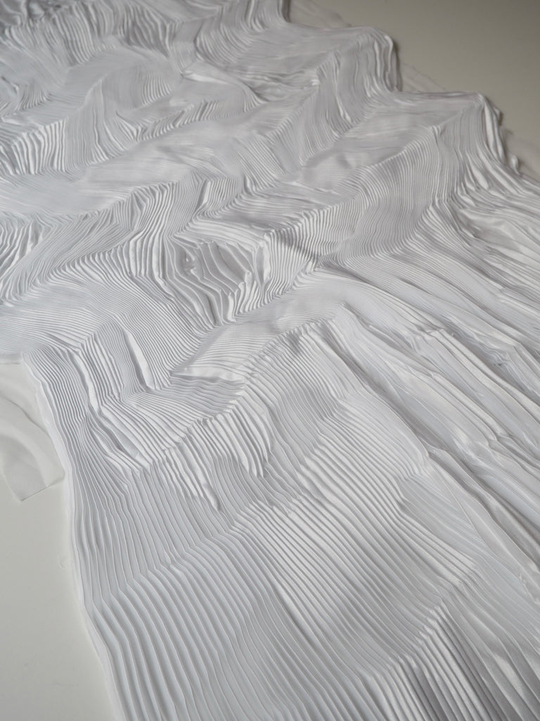 White Satin Pleated Dress Panels