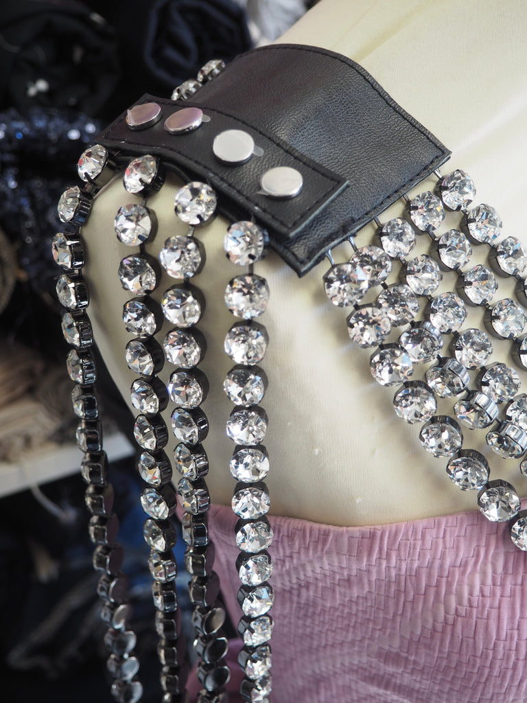 Crystal + Black Leather Shoulder + Arm Accessory