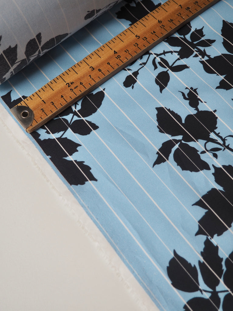 Black Rose Stripe Light Cotton Poplin