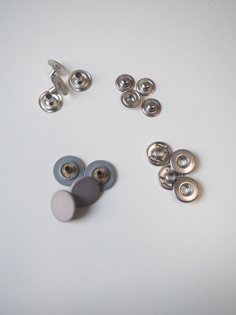 Matte Heather Grey Press Studs 15mm