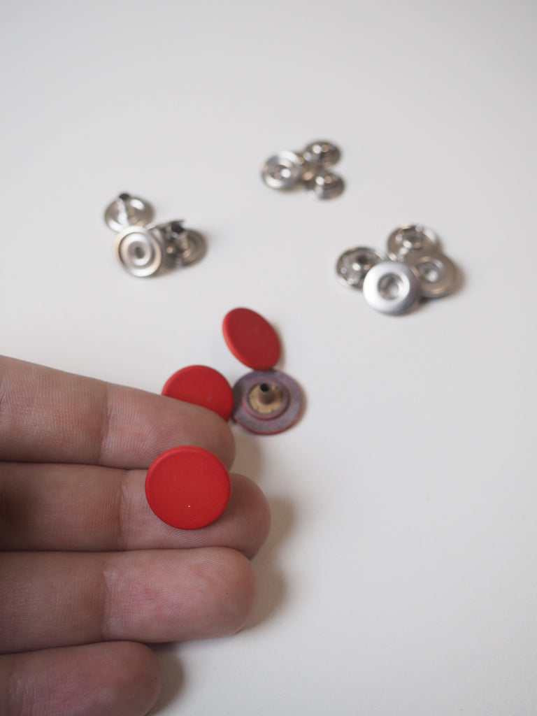 Matte Vermillion Press Studs 15mm