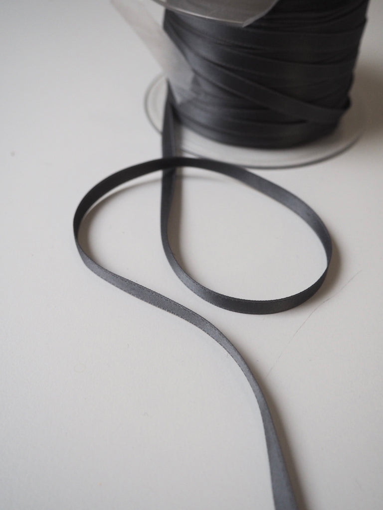 Grey Double Faced Satin Ribbon 6mm