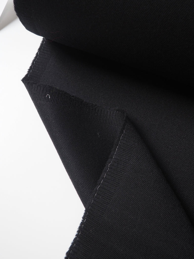 Black Double Faced Stretch Wool Twill