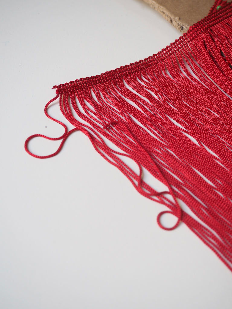 Red Chainette Viscose Fringe 42cm