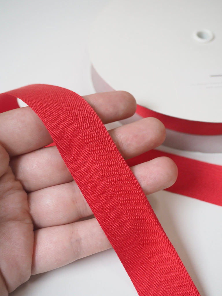 Red Herringbone Cotton Tape 25mm