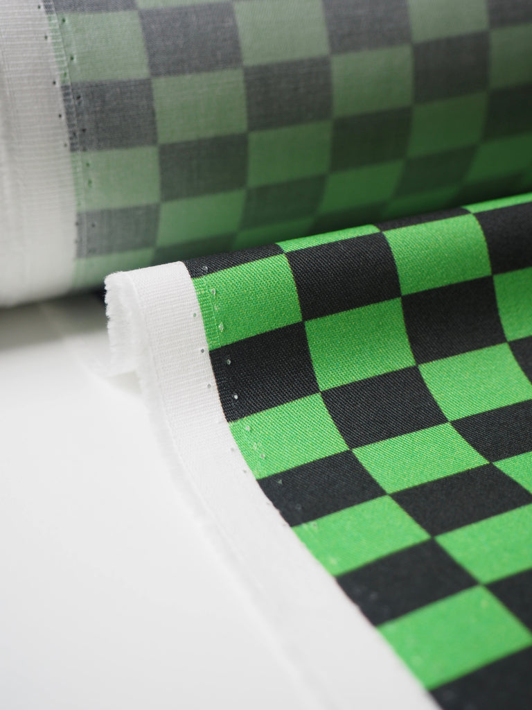 Lime Small Checkerboard Cotton Twill