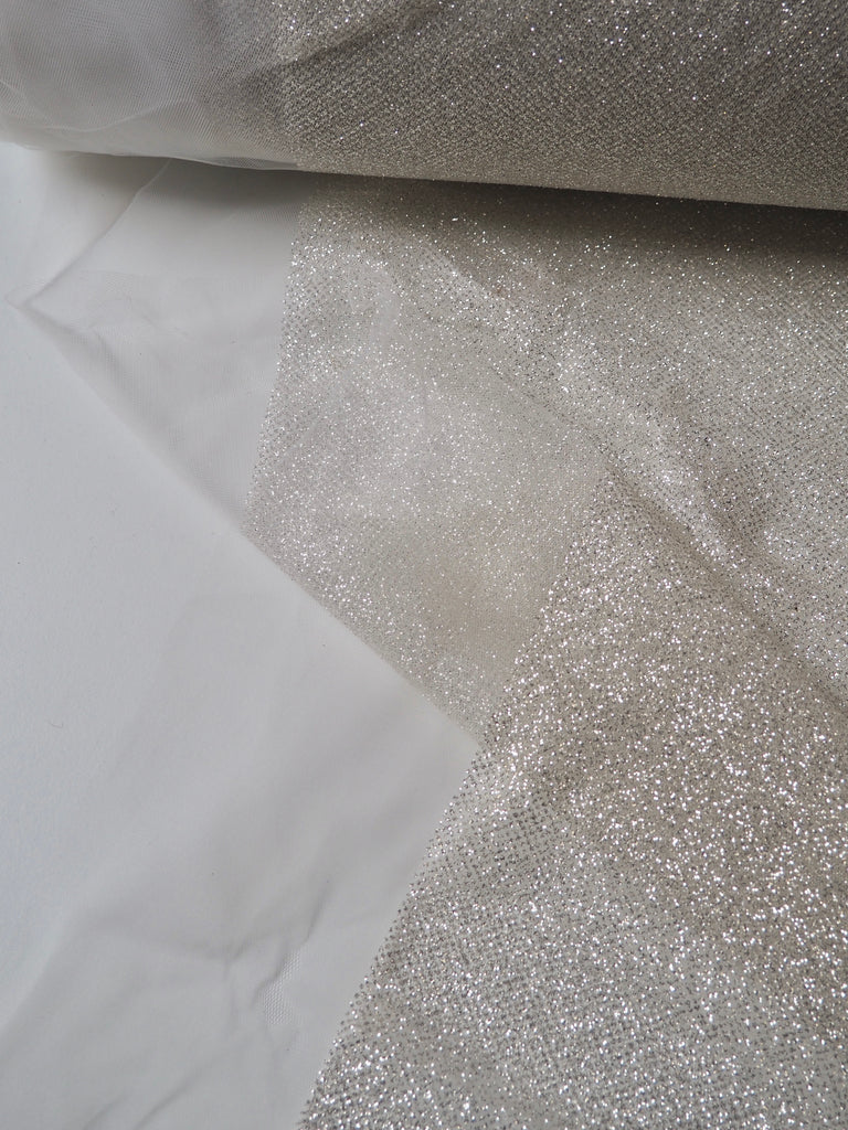 Silver Stardust Glitter Tulle