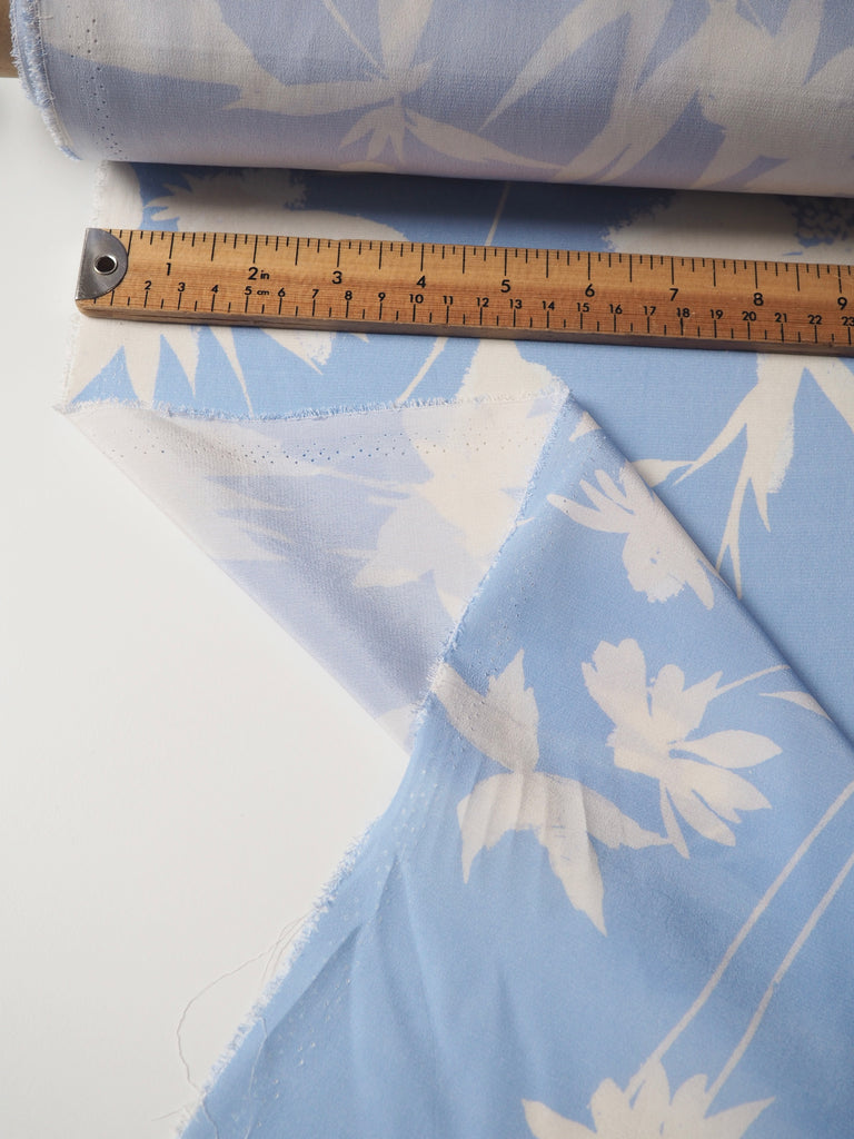 Periwinkle Shadow Leaf Silk Crepe De Chine