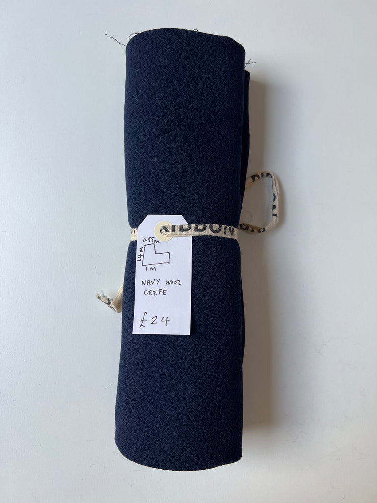 Navy Wool Crepe Remnant