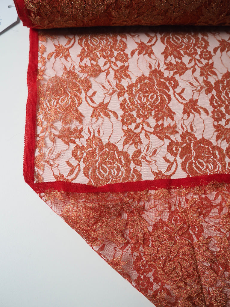 Red + Gold Rose Lurex Lace