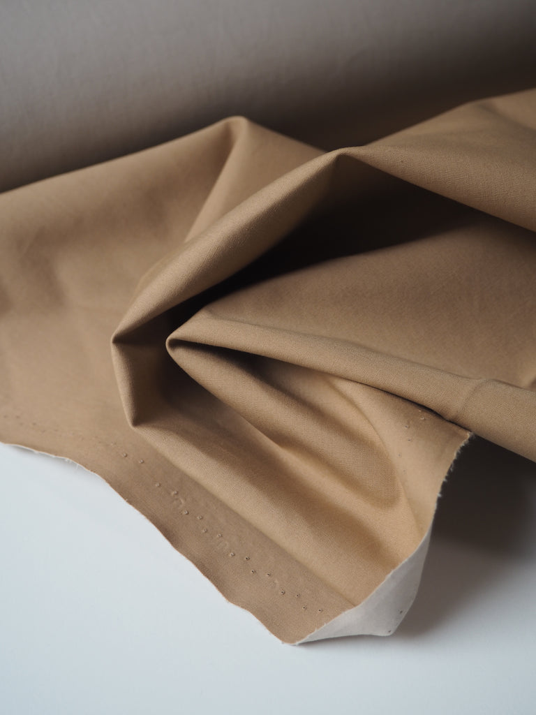 Caramel + Beige Double Cotton Poplin