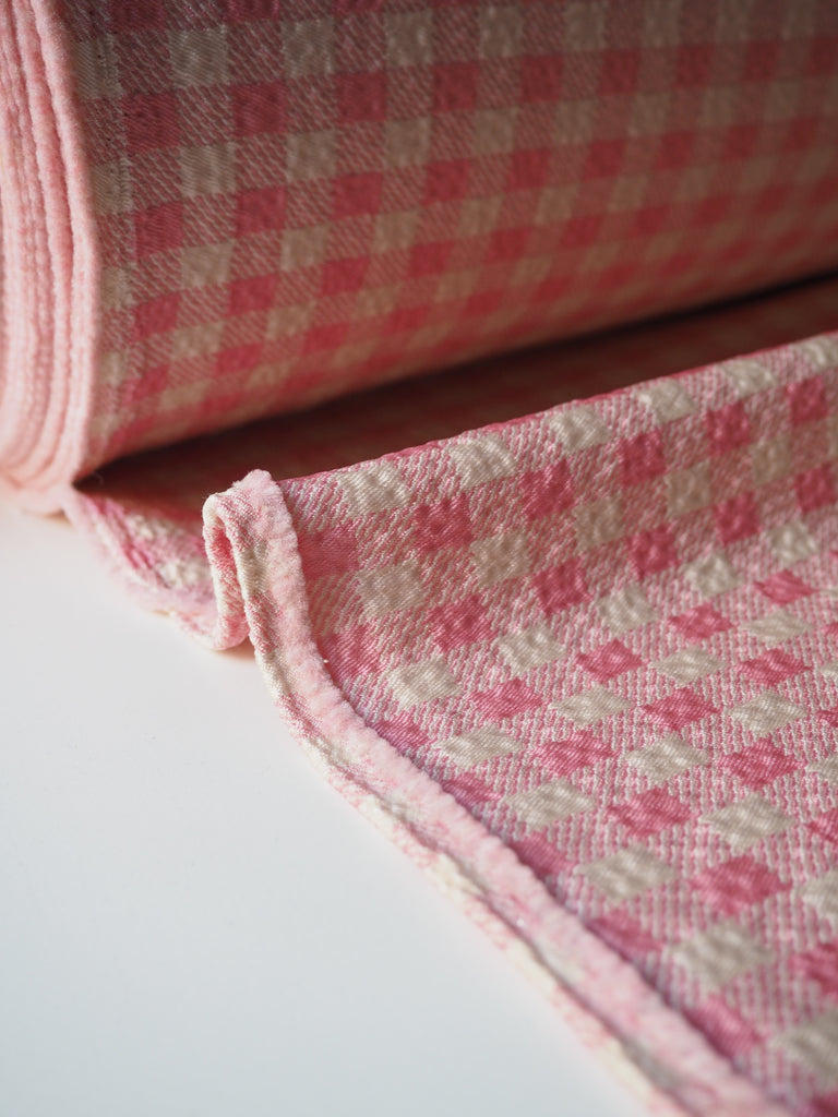 Pink Gingham Waffled Crepe