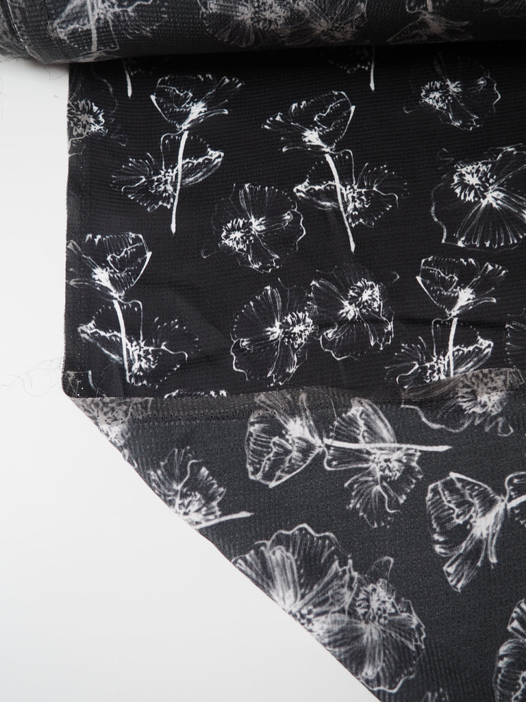 Black + White Tulip Hammered Viscose Satin