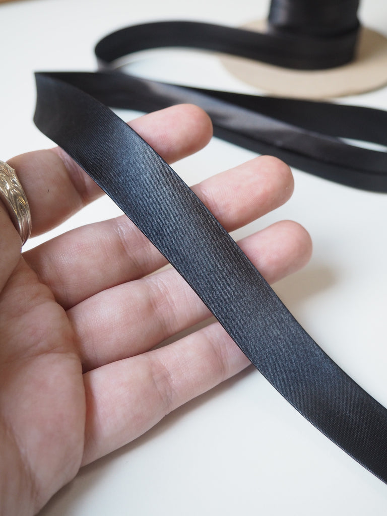 Black Satin Bias Binding 18mm