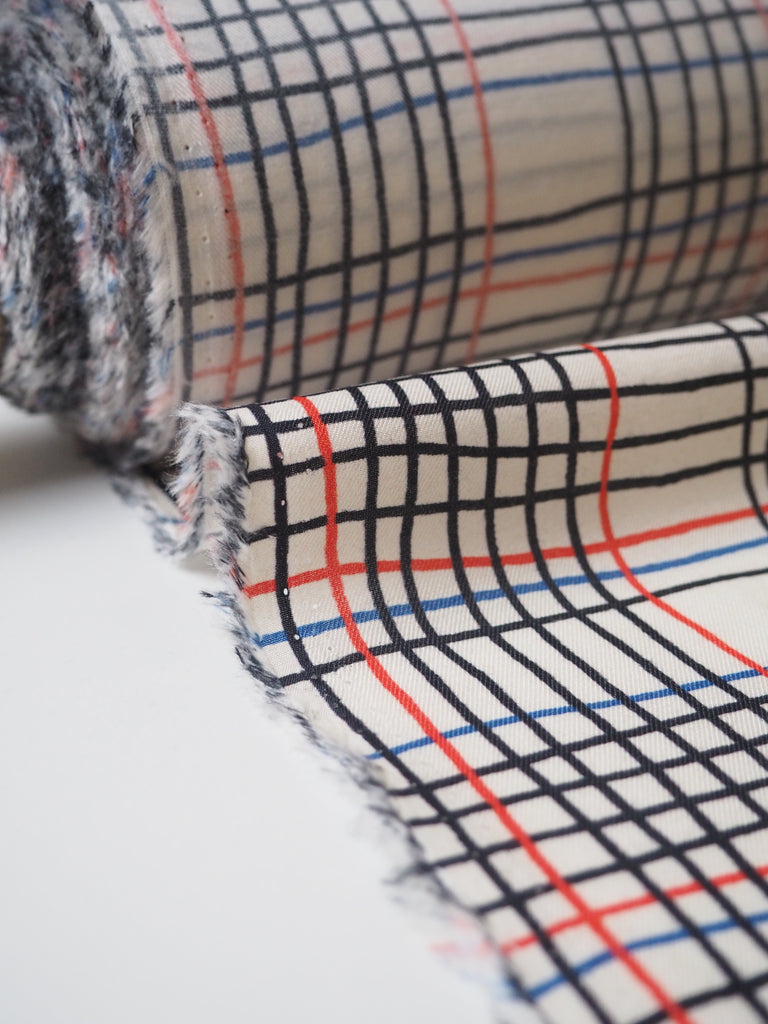 Grid Cotton/Silk Twill