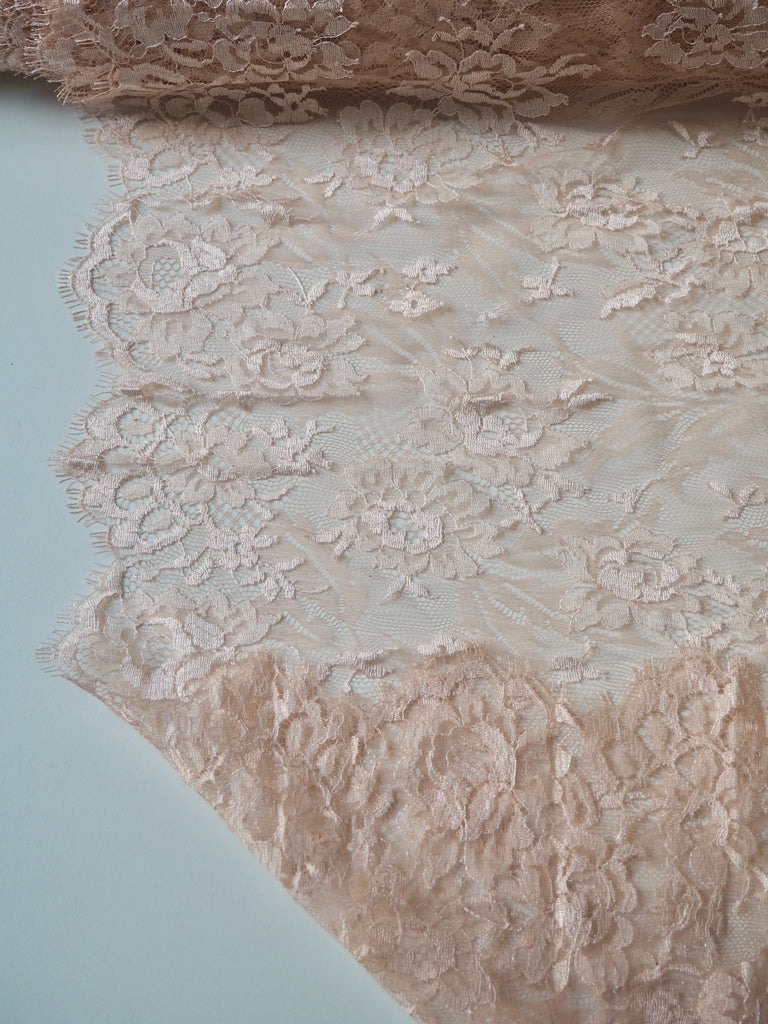 Peach Floral Scallop Lace