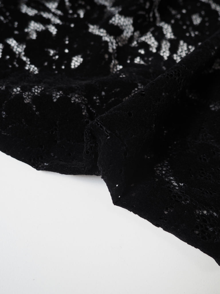 Black Rose Velvet Flocked Lace