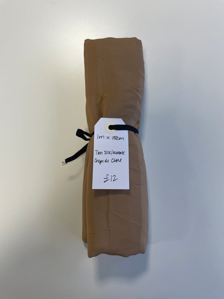 Tan Silk/Acetate Crepe de Chine Remnant