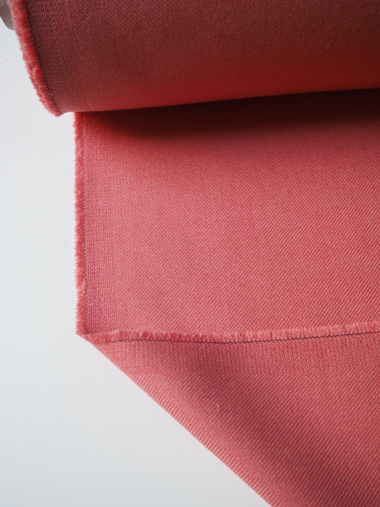 Salmon Pink Sateen Wool Twill