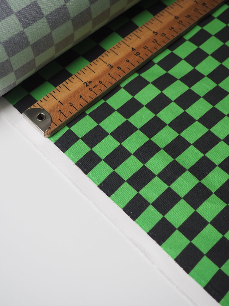 Lime Small Checkerboard Cotton Twill