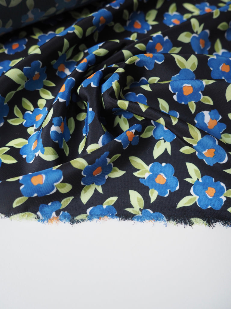 Blue Bloom Crepe de Chine