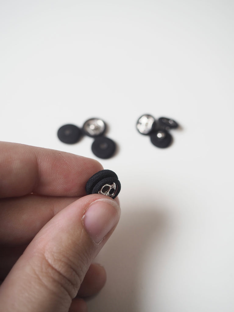 Black Fabric Covered Press Studs 12mm