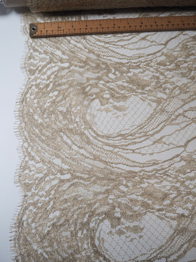 Golden Swirls Scalloped Lurex Lace