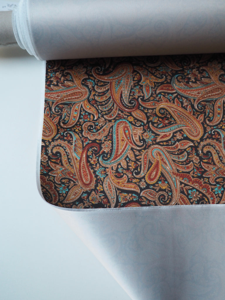 Orange Paisley Heavy Satin