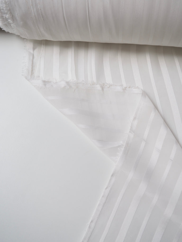 White Satin Stripe Chiffon