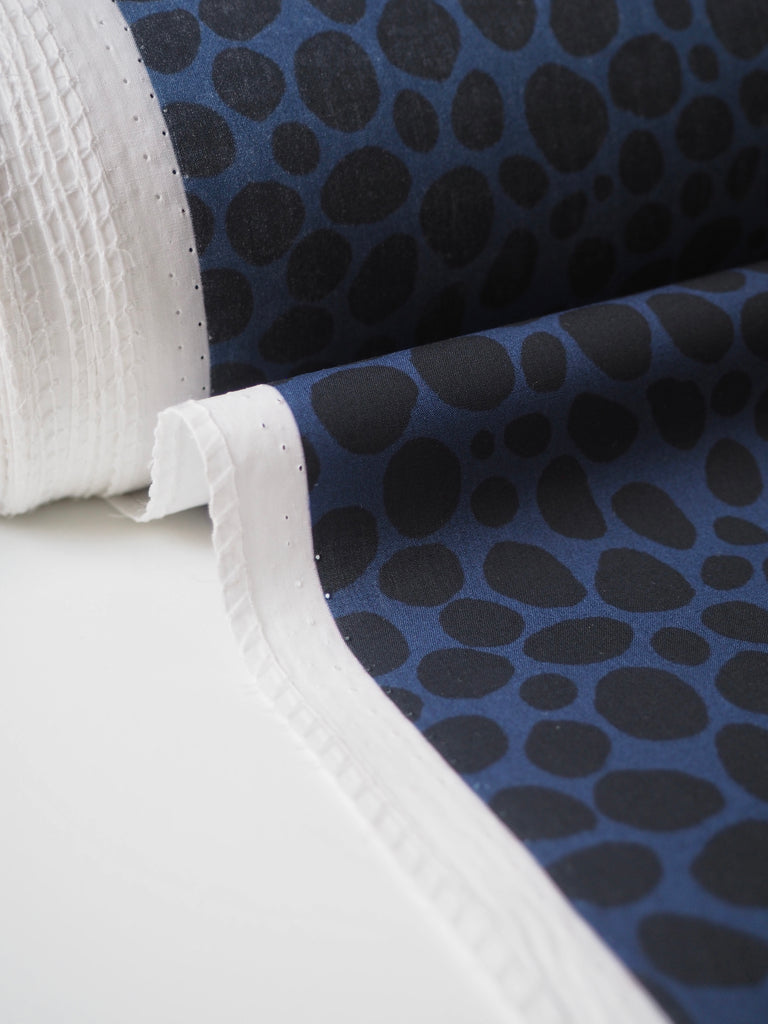 Blue + Black Spot Light Cotton Poplin
