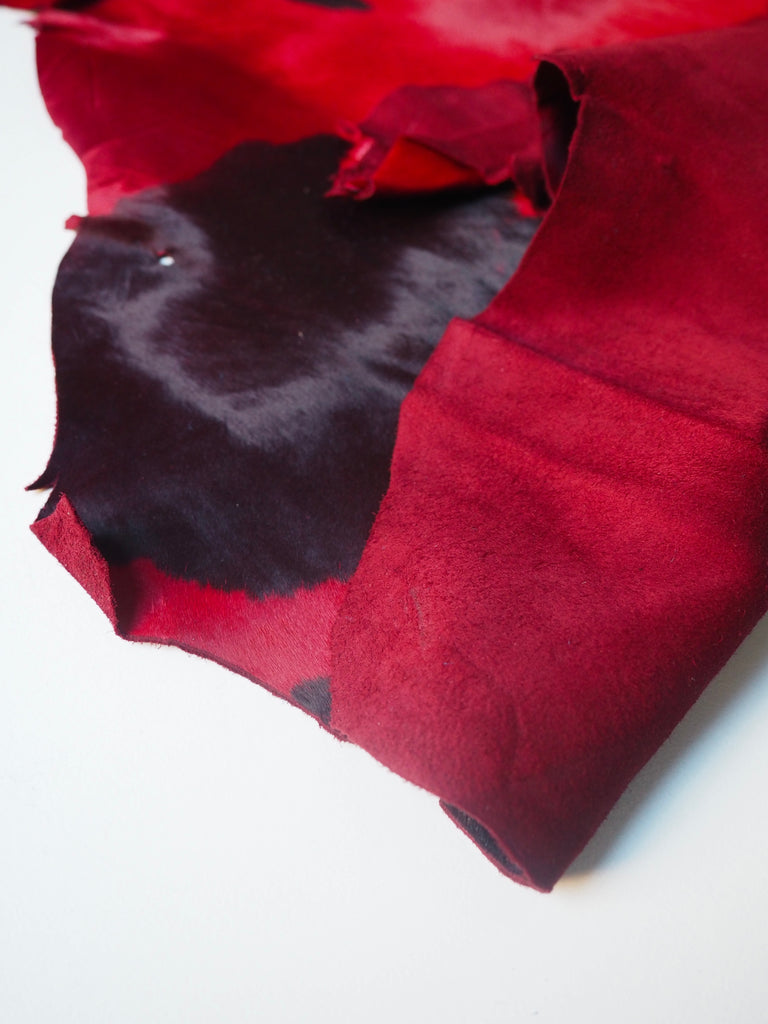 Red + Black Spotted Calfskin Hide