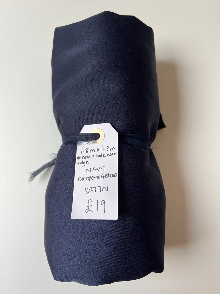 Navy Crepe Backed Satin Remnant
