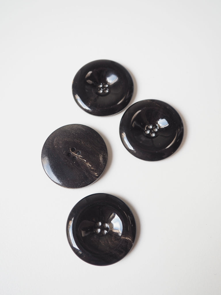 Dark Brown Shiny Horn Buttons 34mm