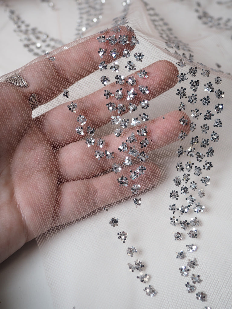 Pink + Silver Zebra Glitter Tulle