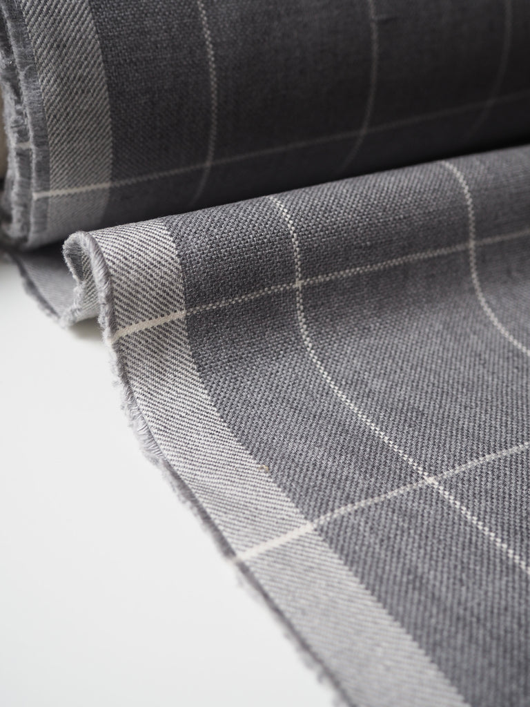 Light Grey Gridded Cotton/Linen