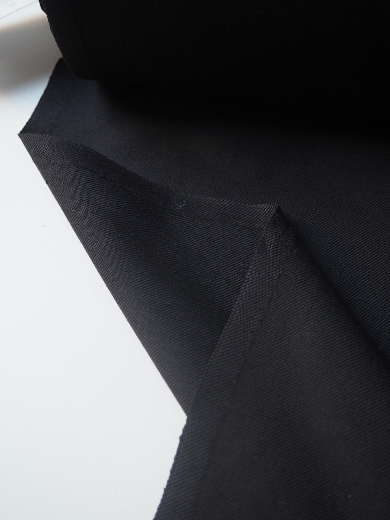 Black Sateen Wool Twill