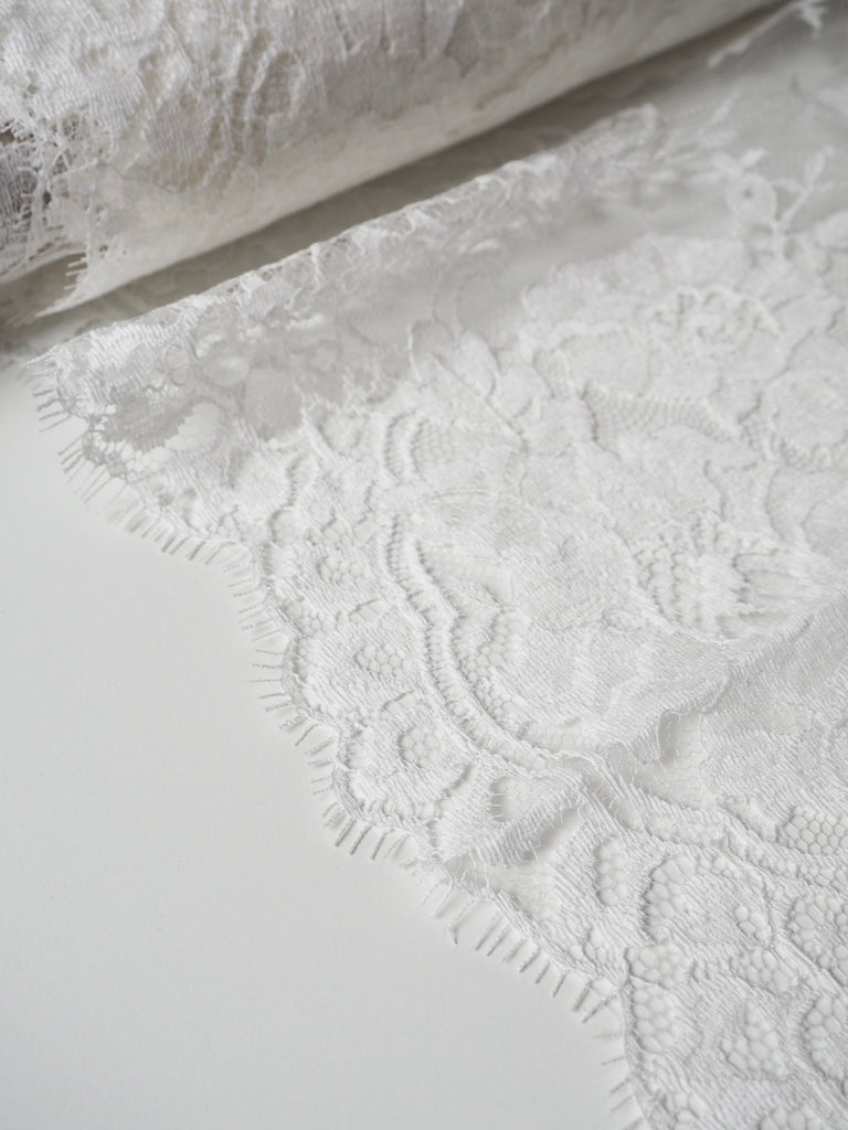 White Corded Floral Scallop Lace