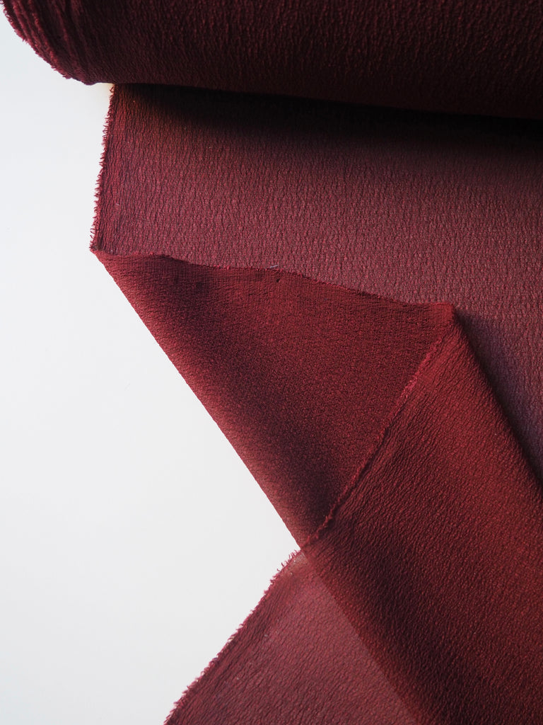 Merlot Silk Crinkle Chiffon